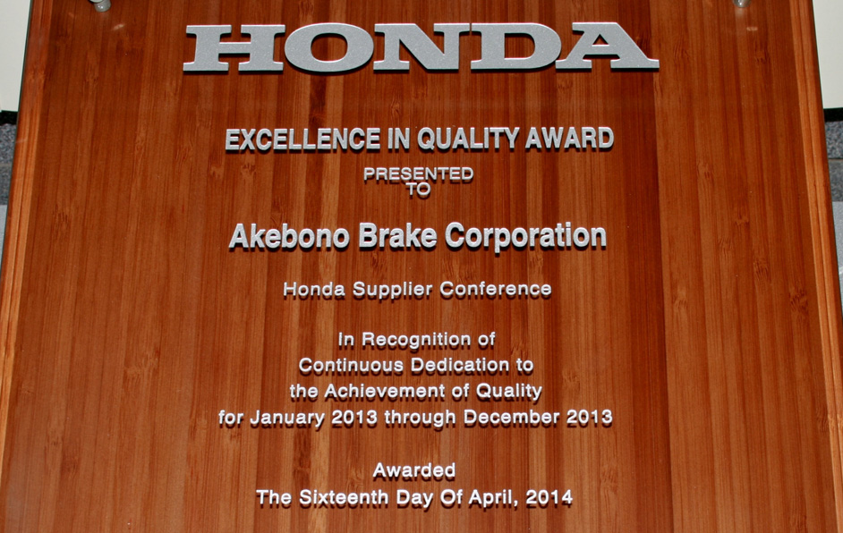 Honda Quality Award